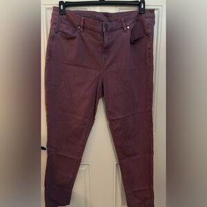 Lane Bryant Mauve Mid-Rise Super Stretch Skinny Ankle Jeans
